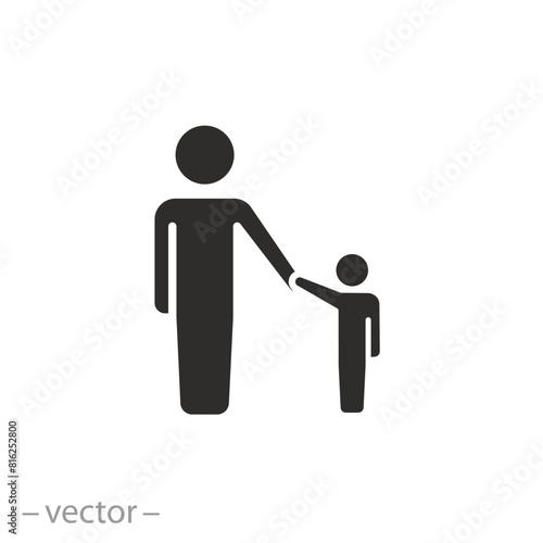 parental control  icon, hold the child hand, parent with child, flat symbol on white background - vector illustration