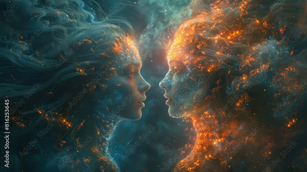 Fototapeta premium cognitive empathy, the interweaving of thoughts and emotions creates a dance of intellect, nurturing a profound connection between linked minds