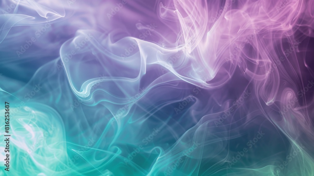 Ethereal abstract smoke waves in vibrant mauve and teal colors