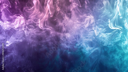 Abstract colorful smoke waves on dark background
