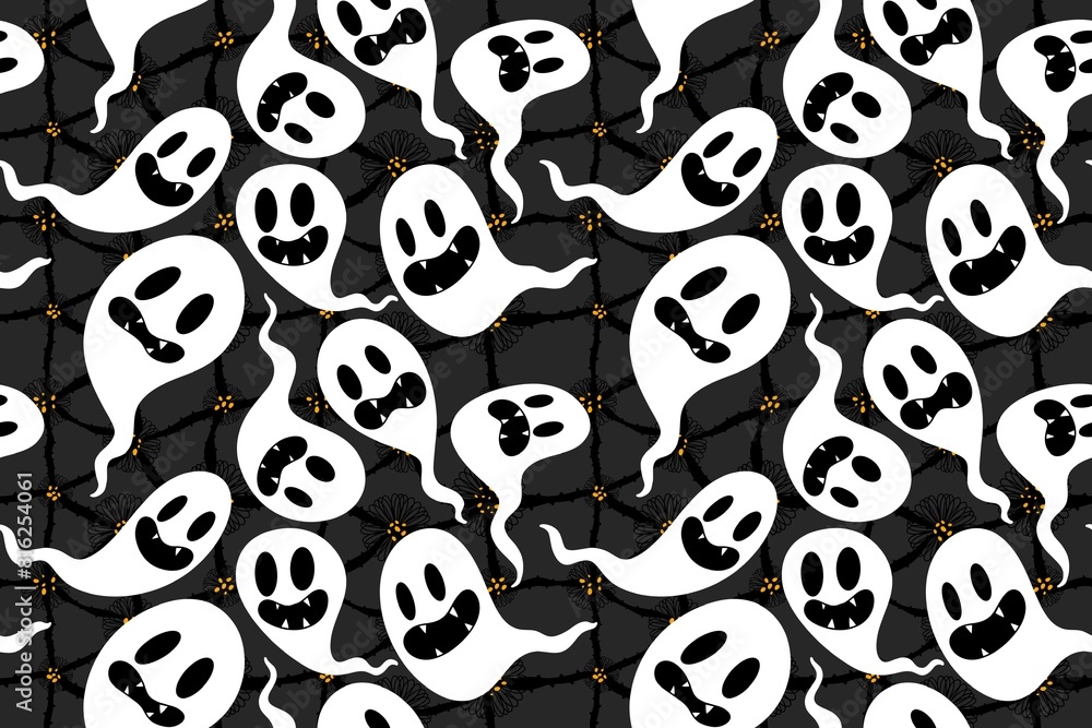 Halloween ghost seamless cartoon pattern for wrapping paper and fabrics Halloween ghost seamless cartoon pattern for wrapping paper and fabrics