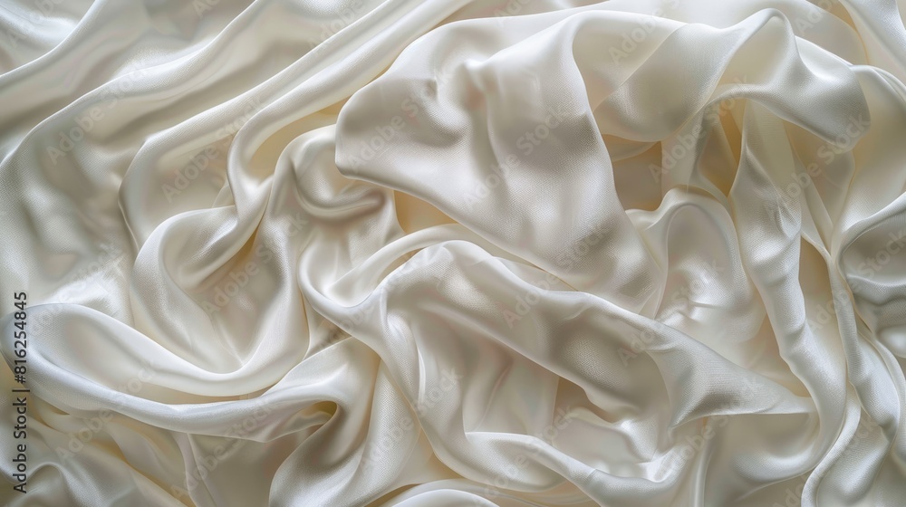 Detailed view of crinkled white silk material Detailed view of crinkled white silk material