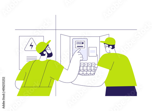 Outdoor electrical connections installation abstract concept vector illustration.