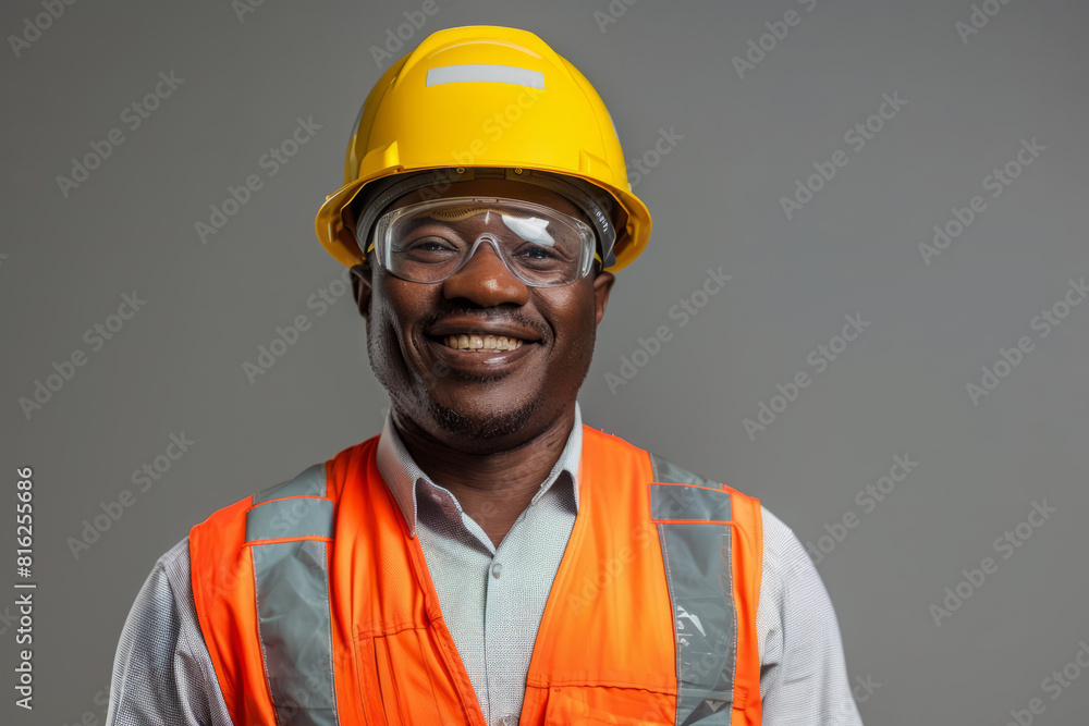 Engineer wears safety helmet and vest Engineer wears safety helmet and vest