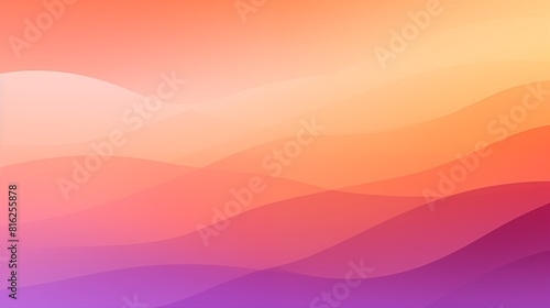 Abstract Colorful Gradient orange Landscape with Sunset and Hills.