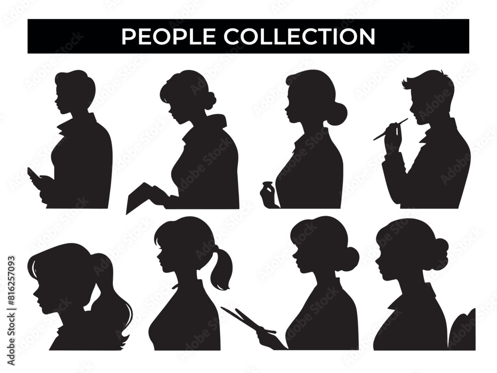 Group of People Silhouettes on White Background Group of People Silhouettes on White Background