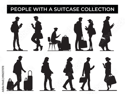 Silhouettes of People With Suitcases