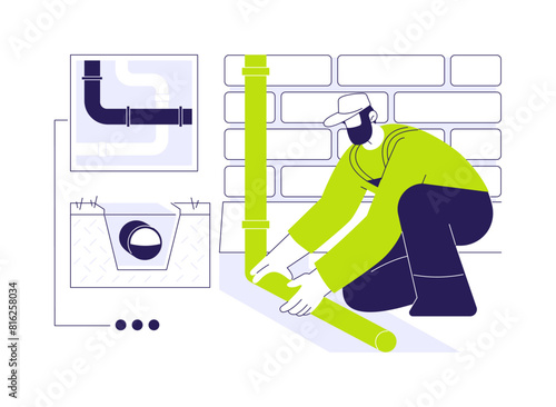 Laying drainage pipes abstract concept vector illustration.
