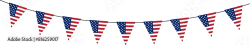 Fourth of July pennants, USA flag bunting garland photo