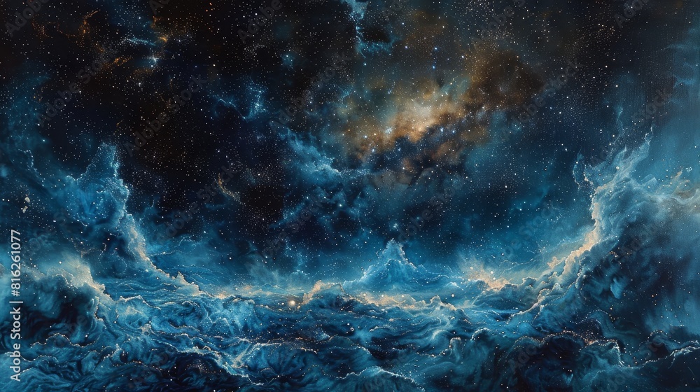 Deep Blue Space With White And Yellow Nebulae Deep Blue Space With White And Yellow Nebulae