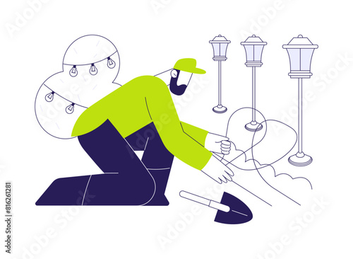 Laying out outdoor lighting abstract concept vector illustration.