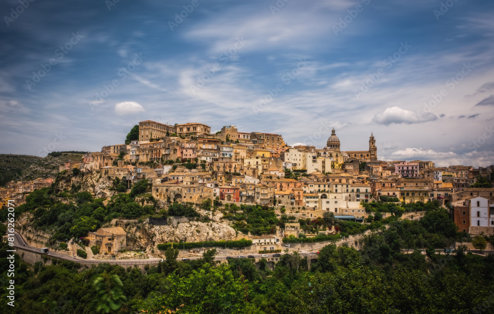 Panoramic view on Ragusa city. Sicily island, Italy. June 2023 Panoramic view on Ragusa city. Sicily island, Italy. June 2023