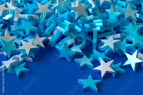 Blue Background of White and Blue Stars. 3d Rendering
