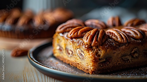 Bourbon pecan cake, fresh foods in minimal style