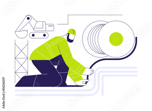 Electric cables installation abstract concept vector illustration.