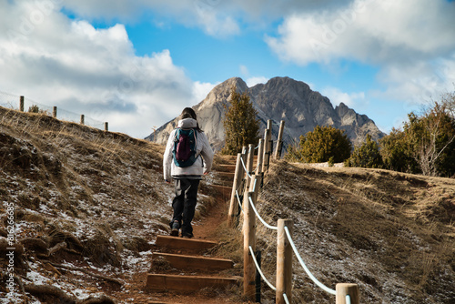Wallpaper Mural Girl hiker, heading to the viewpoint of Pedraforca, emblematic mountain of the Catalan Pyrenees, Spain. Torontodigital.ca