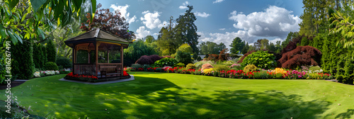 Serene Oasis: A Perfectly Landscaped Garden in Full Bloom