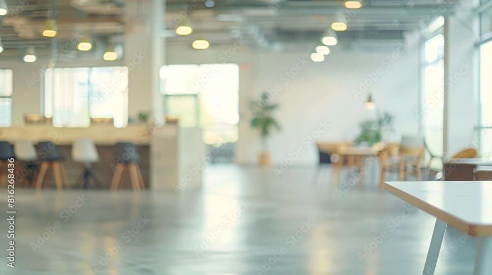 Blur focus of White open space office interior can be used as background. AI Generative Blur focus of White open space office interior can be used as background. AI Generative