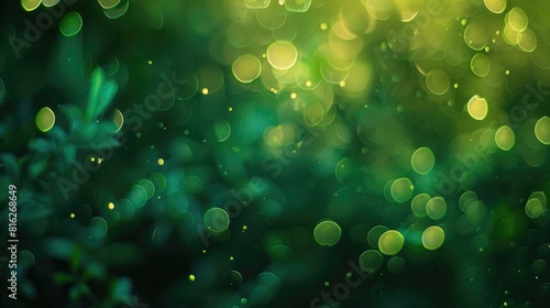 Blurry background with green bokeh lights photo