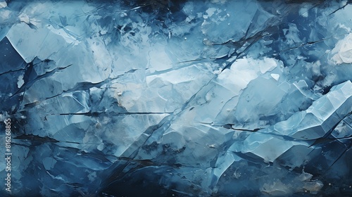 This close-up of a painting of ice formations on a rocky surface showcases the artist's skill in capturing the intricate details and beauty of ice. photo