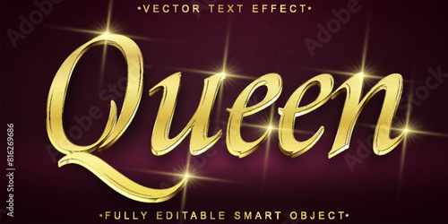 Golden Bright Luxury Historic Queen Vector Fully Editable Smart Object Text Effect