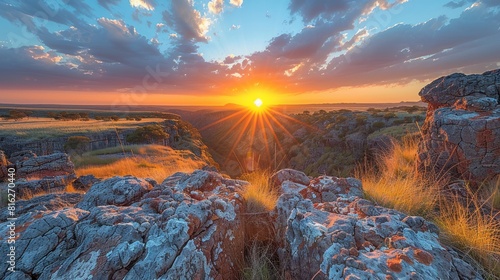 landscape Panoramic view of sunrise over Charles Knife Gorge near