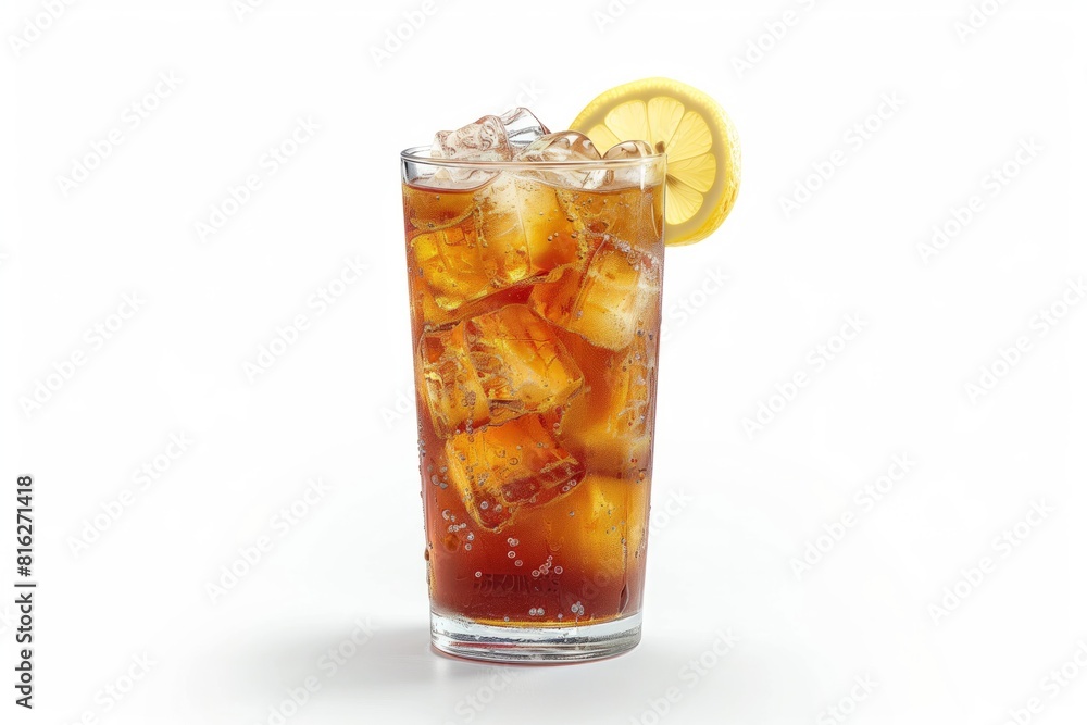 Long Island Iced tea cocktail decorated with a slice of lemon Long Island Iced tea cocktail decorated with a slice of lemon
