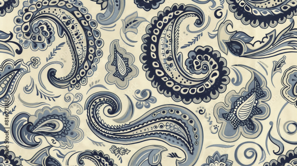 A paisley pattern with a vintage feel, reminiscent of old-fashioned elegance.