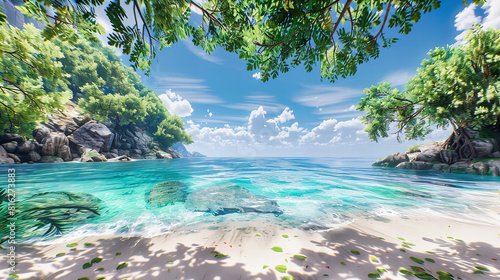 Idyllic Tropical Island with Clear Blue Water and White Sand  Perfect Escape into Nature