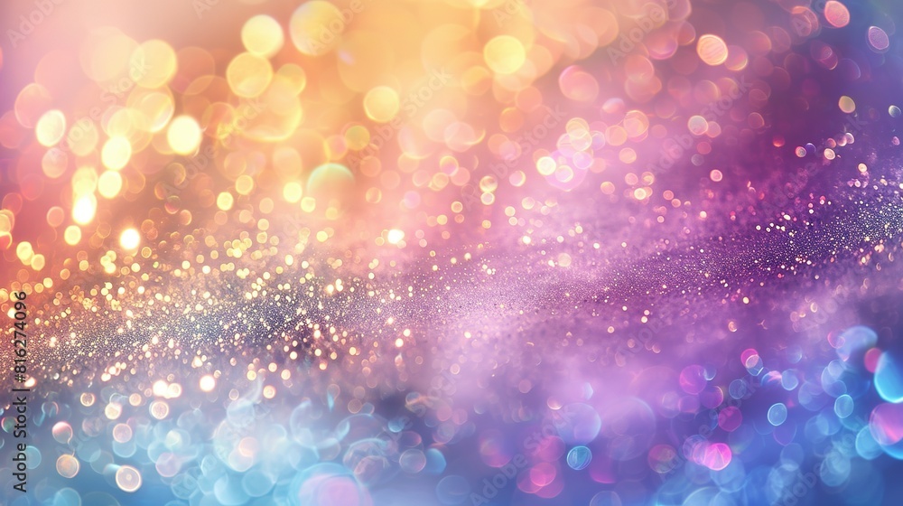 Abstract blur bokeh banner background. Rainbow colors, pastel purple, blue, gold yellow, white silver, pale pink bokeh background Abstract blur bokeh banner background. Rainbow colors, pastel purple, blue, gold yellow, white silver, pale pink bokeh background