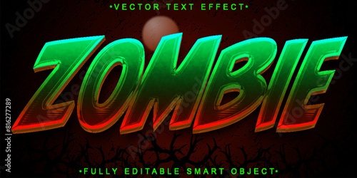 Cartoon Horror Zombie Vector Fully Editable Smart Object Text Effect