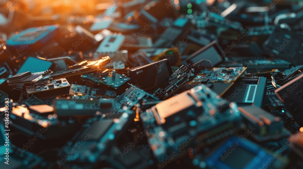 Close-up of Electronic waste. E-Waste, Environment, Recycling Concept Close-up of Electronic waste. E-Waste, Environment, Recycling Concept