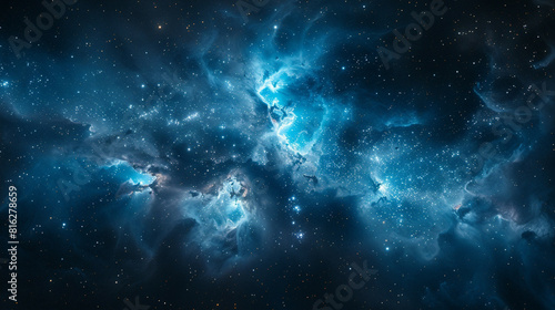 Blue Nebula Unveiling Cosmic Serenity and Celestial Beauty in Spectacular Detail © Arti