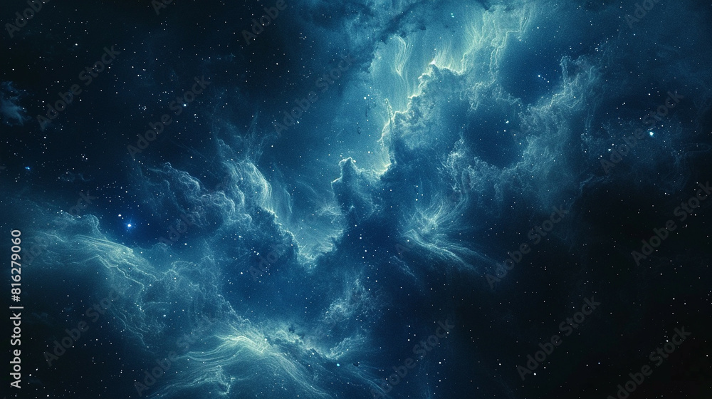 Fototapeta premium Blue Nebula Unveiling Cosmic Serenity and Celestial Beauty in Spectacular Detail