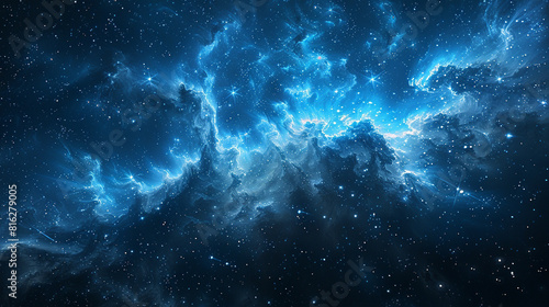 Blue Nebula Unveiling Cosmic Serenity and Celestial Beauty in Spectacular Detail