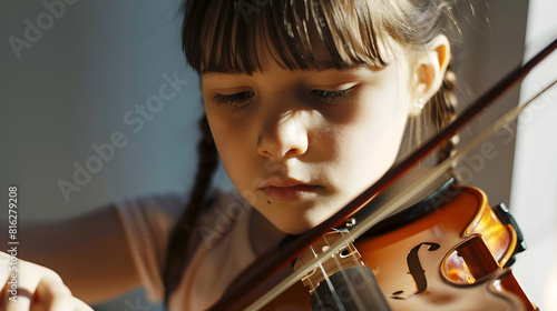 Children learning instruments in music school in musical education class : Generative AI photo