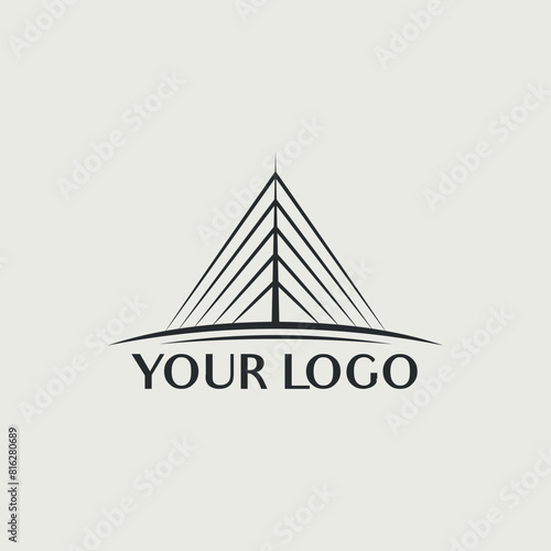 Skyway bridge vector logo design.