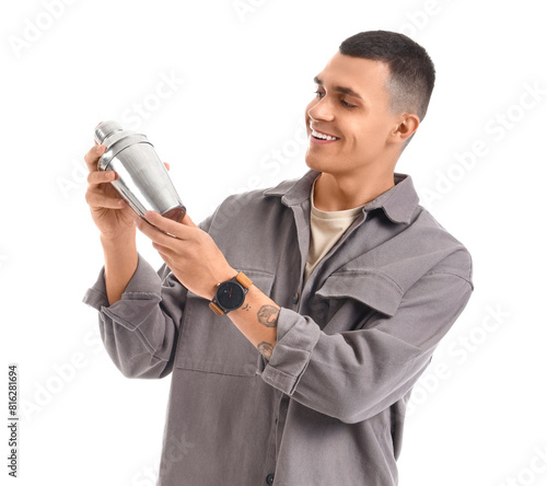 Young male bartender with s...