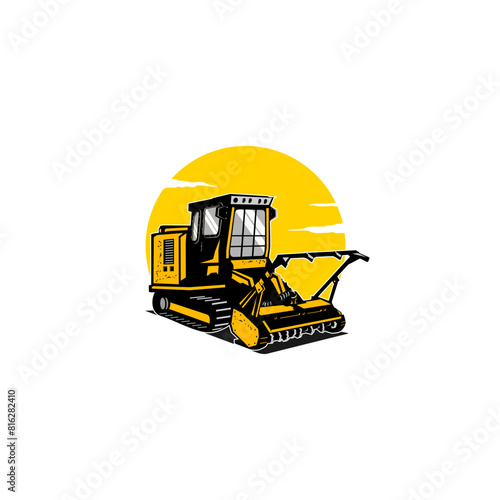 Vector illustration of a forestry mulcher with a tracked carrier.