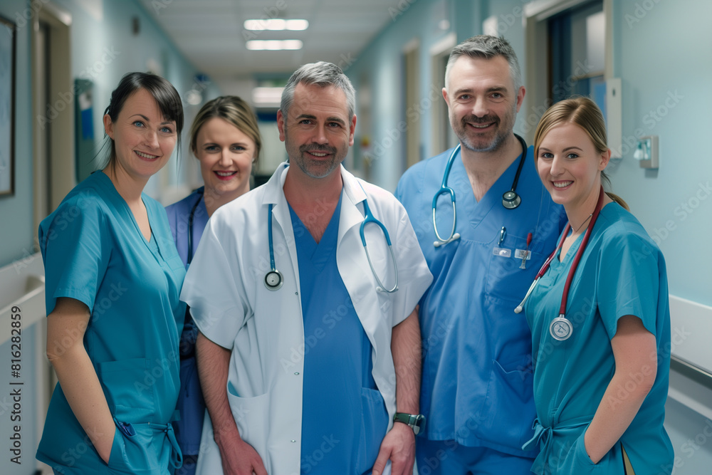 Photography of irish team of professional workers in a hospital. Photography of irish team of professional workers in a hospital.