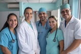 Photography of Puerto Rican team of professional workers in a hospital.	
