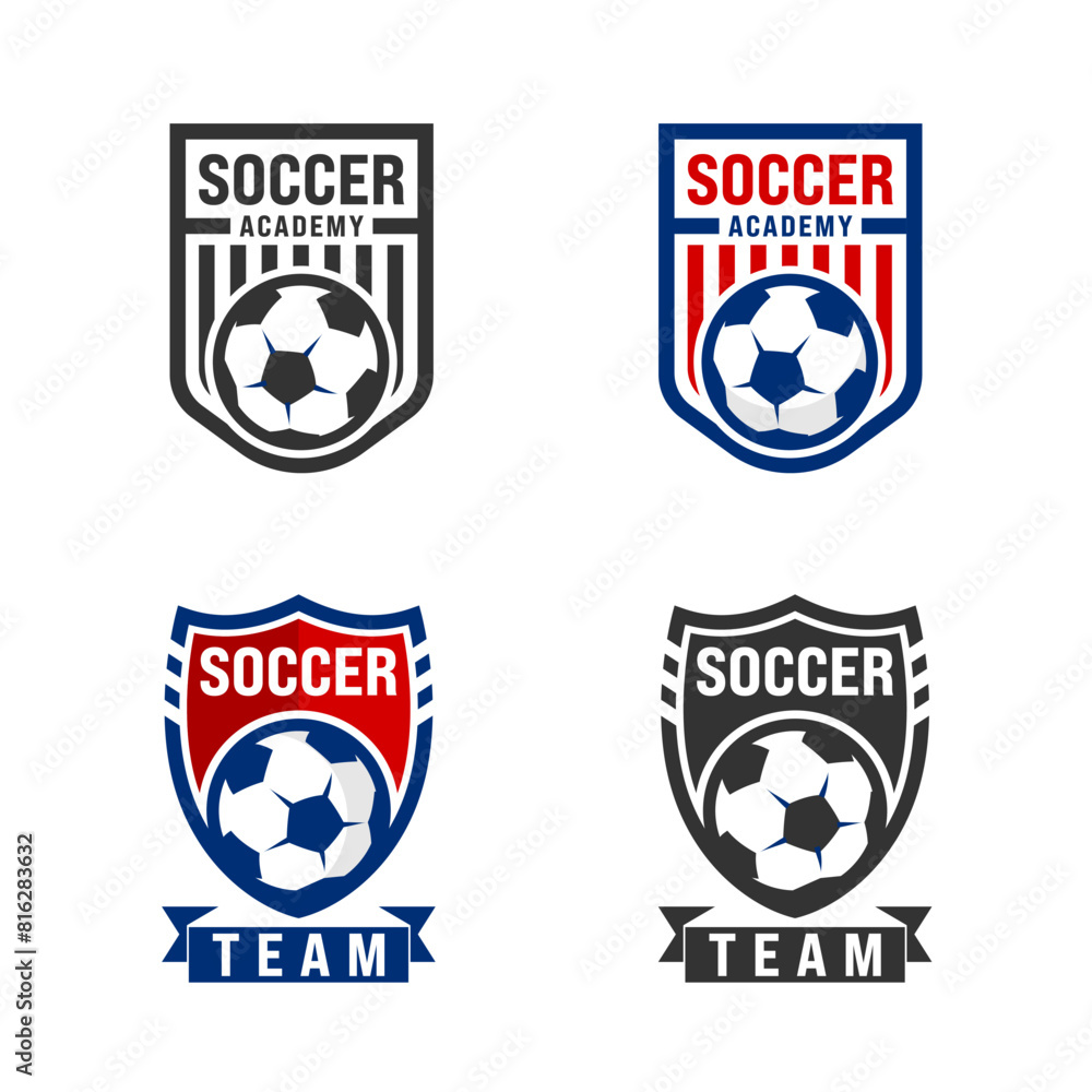 Naklejka premium The soccer patriotic emblem vector logo, showcasing a sleek soccer ball design. This emblem captures the essence of the sport, representing our team's passion and dedication to the game.