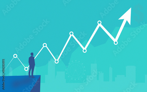 Man looks the market growth, investment growth witness by the shareholder, growth concept background