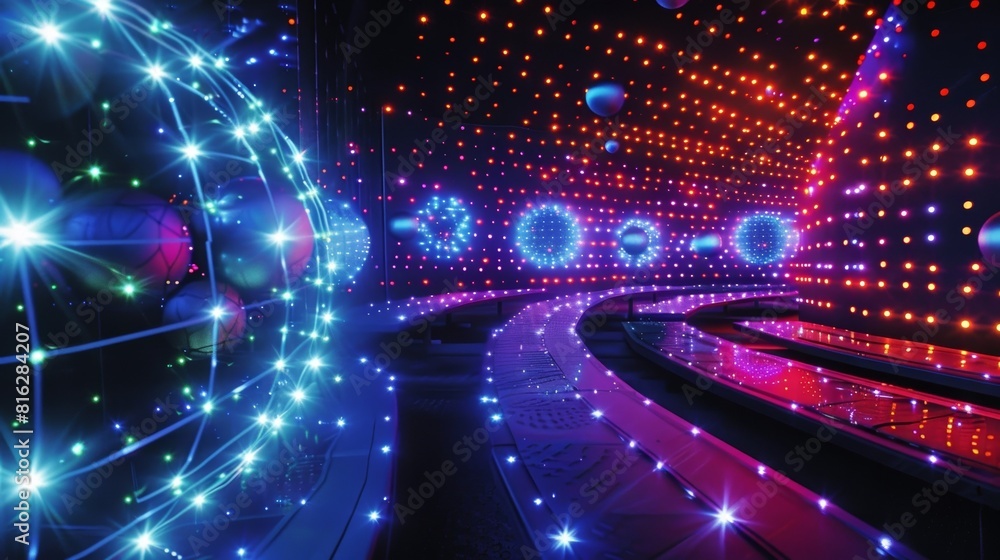 Obraz premium A virtual reality simulation of how a quantum computer operates.