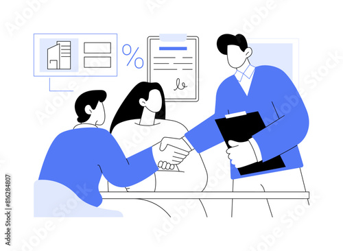 Acquiring mortgage isolated cartoon vector illustrations.