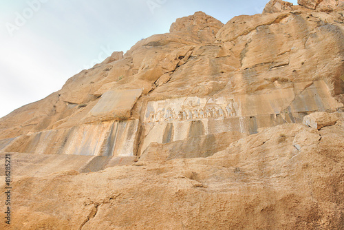 The Behistun Inscription  a multilingual Achaemenid royal inscription and large rock relief on a cliff at Mount Behistun in the Kermanshah Province of Iran, photo