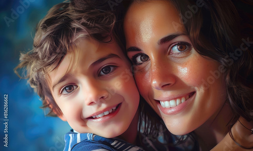 A happy woman and her son