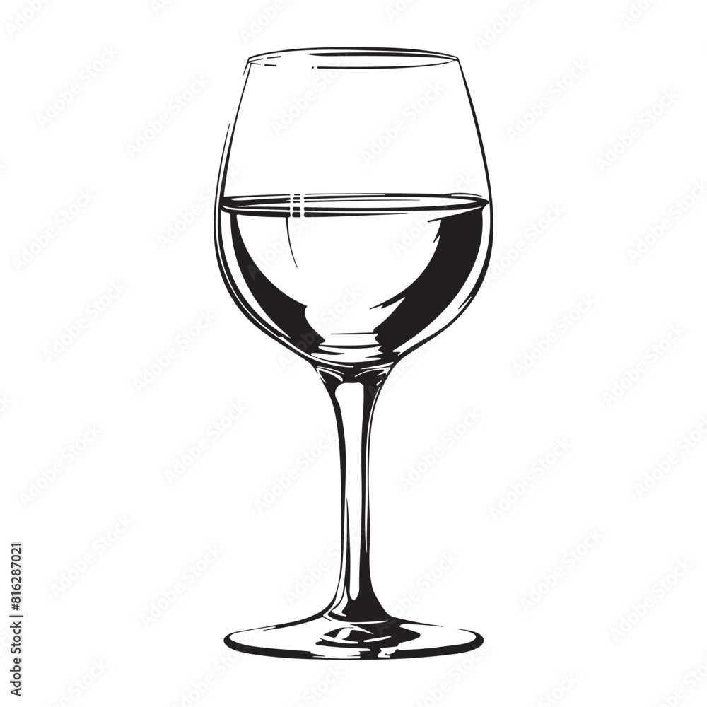 Glass of Wine Hand Drawn Sketch Illustration.