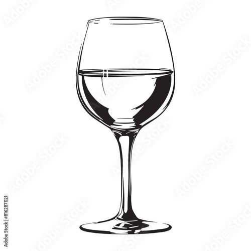 Glass of Wine Hand Drawn Sketch Illustration.
