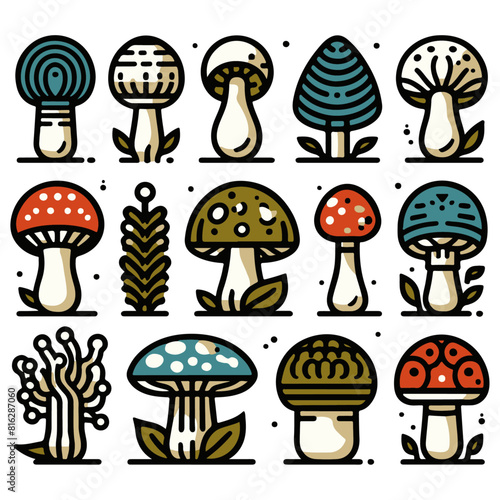 Enchanted Forest: Mushroom Vector Design Elements for Whimsical Creative Projects